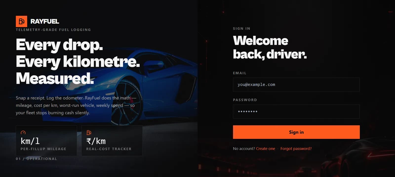 RayFuel sign-in page